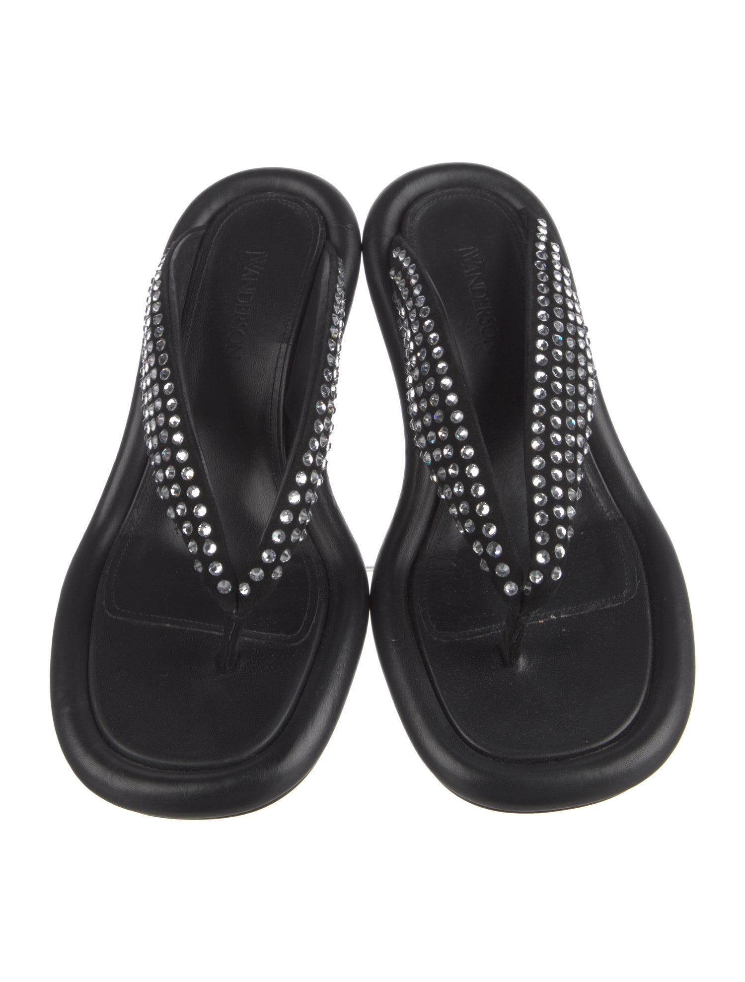 J.W. Anderson Leather Crystal Embellishments Slides